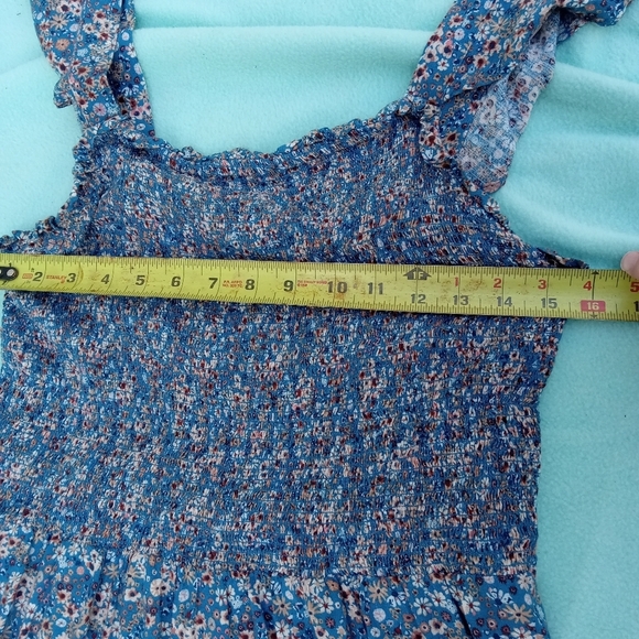 Floral Dress Sonoma Blue White Smocked Midi Women's Plus 0X Cottagecore - Picture 8 of 10